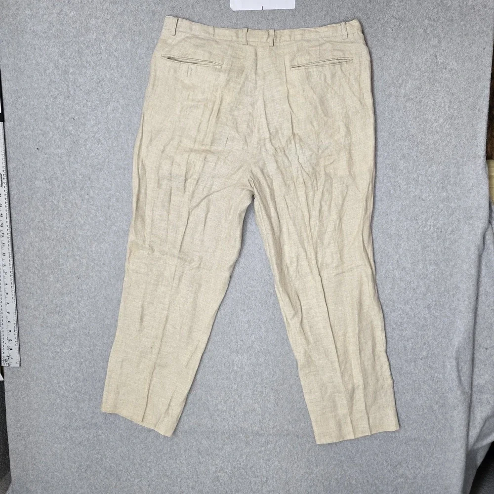 VINTAGE Natural Issue By Feldini Men Pants 36X29 Beige Linen Modernized 28